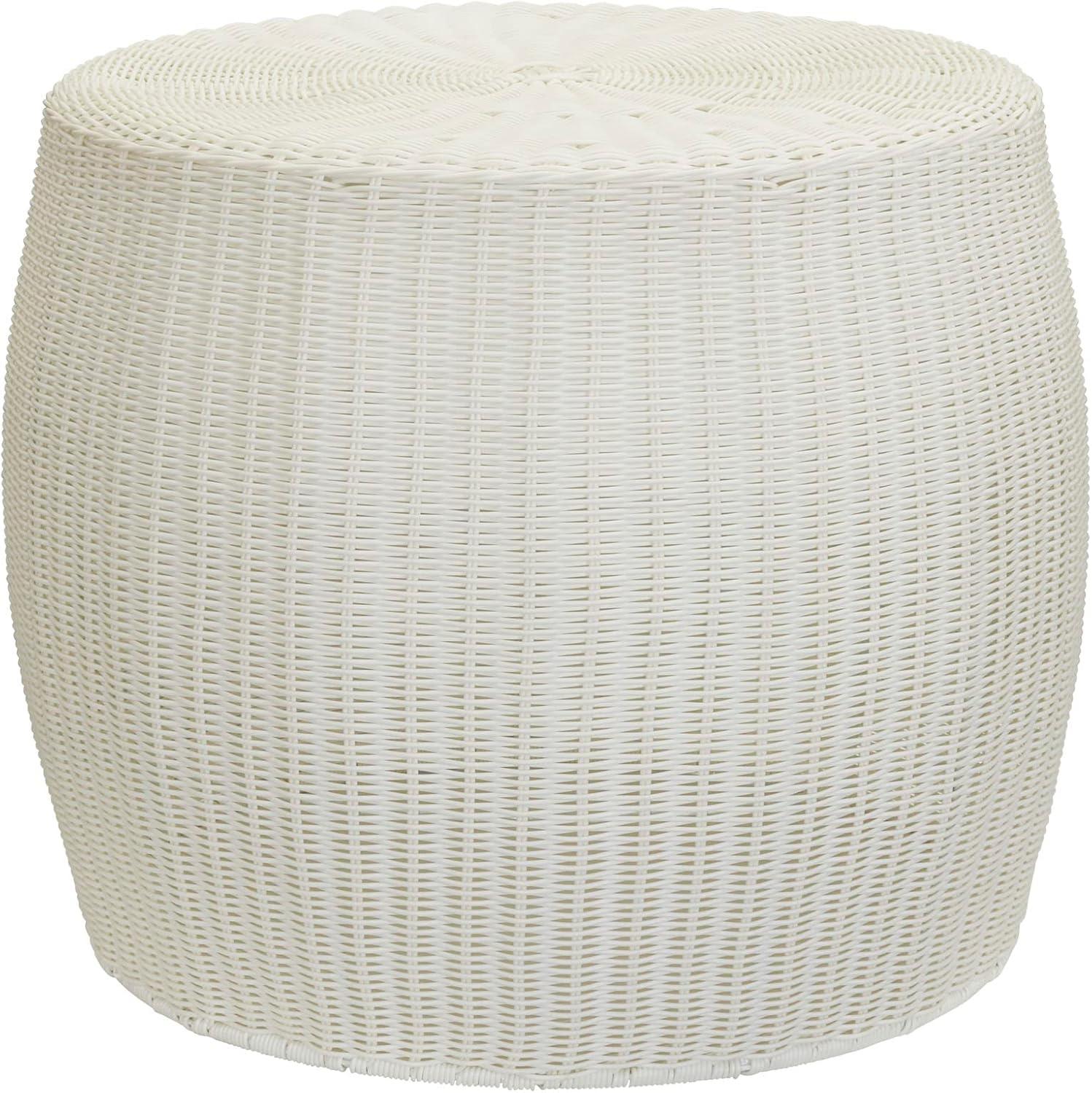 image:imageHousehold Essentials Handwoven Resin Barrel Side Table Storage Container Black 18 H x 20 DiaWhite