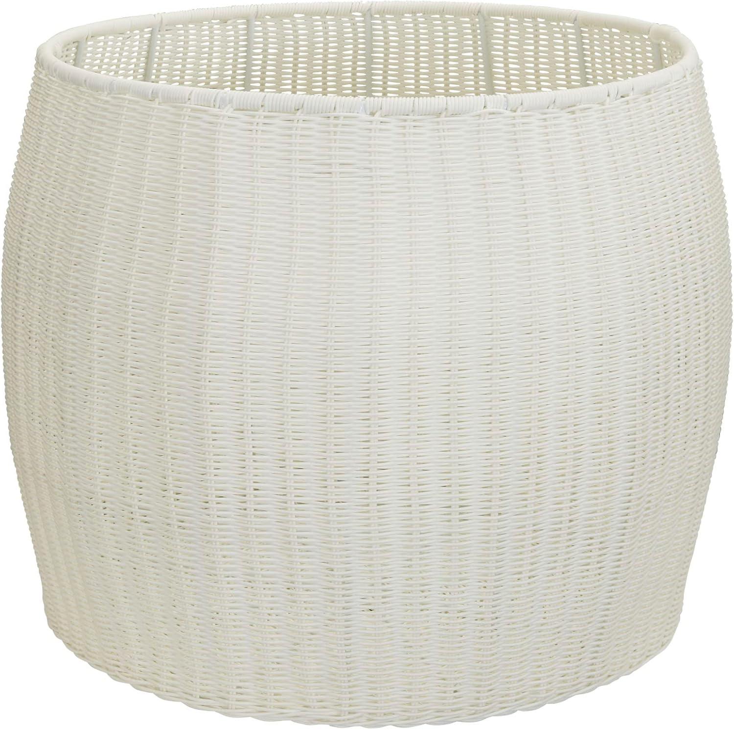 image:imageHousehold Essentials Handwoven Resin Barrel Side Table Storage Container Black 18 H x 20 DiaWhite