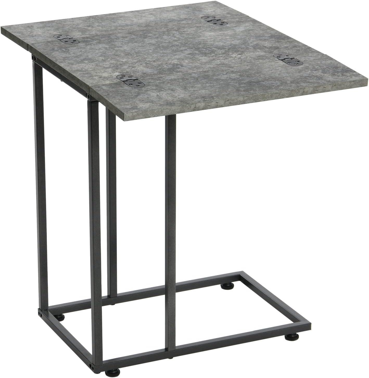 image:imageHousehold Essentials Jamestown Extendable CShaped for Accessiblity Side End Table Rustic Slate Concrete and Black MetalGrey