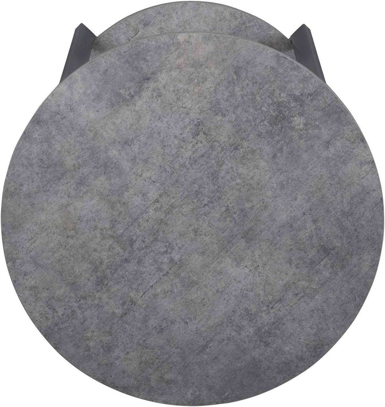 image:imageHousehold Essentials Jamestown Round Side End Table with Storage Shelf Rustic Slate Concrete and Black MetalSlate