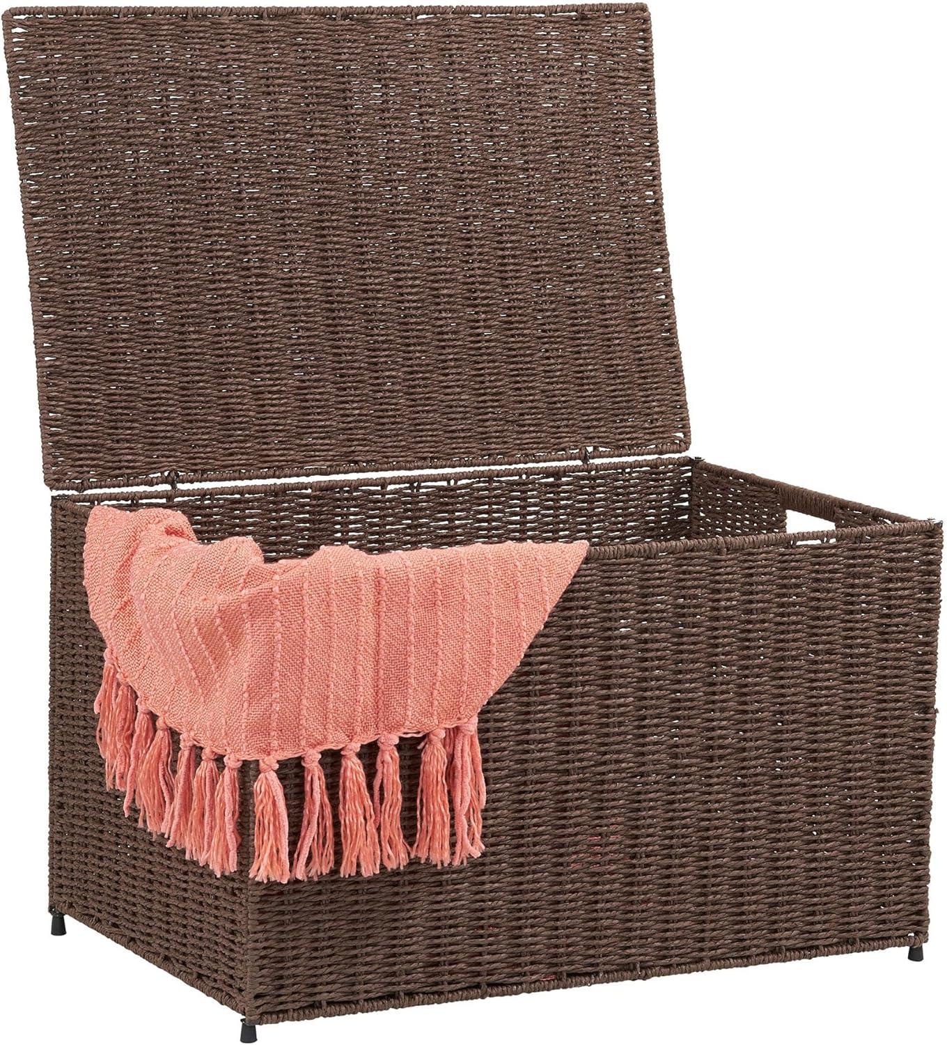image:imageHousehold Essentials Paper Rope Woven Sturge Chest Large Arctic WhiteDark Brown