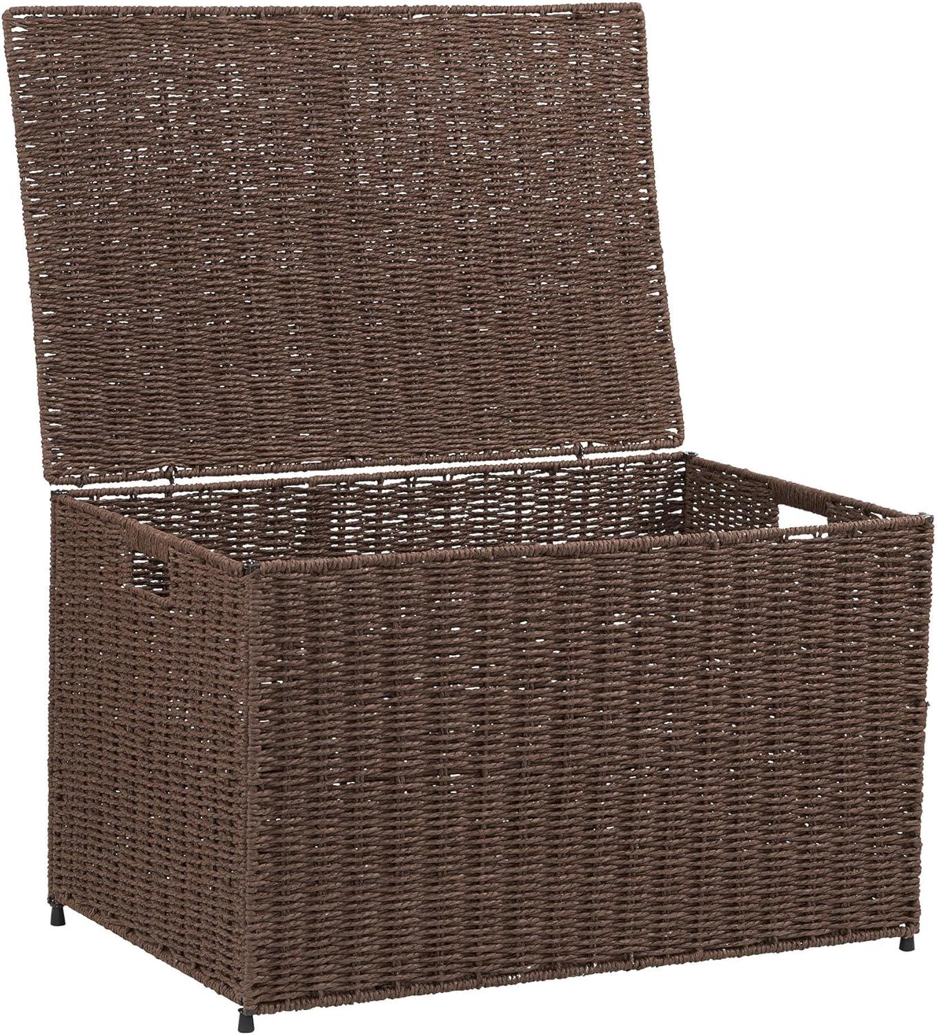 image:imageHousehold Essentials Paper Rope Woven Sturge Chest Large Arctic WhiteDark Brown