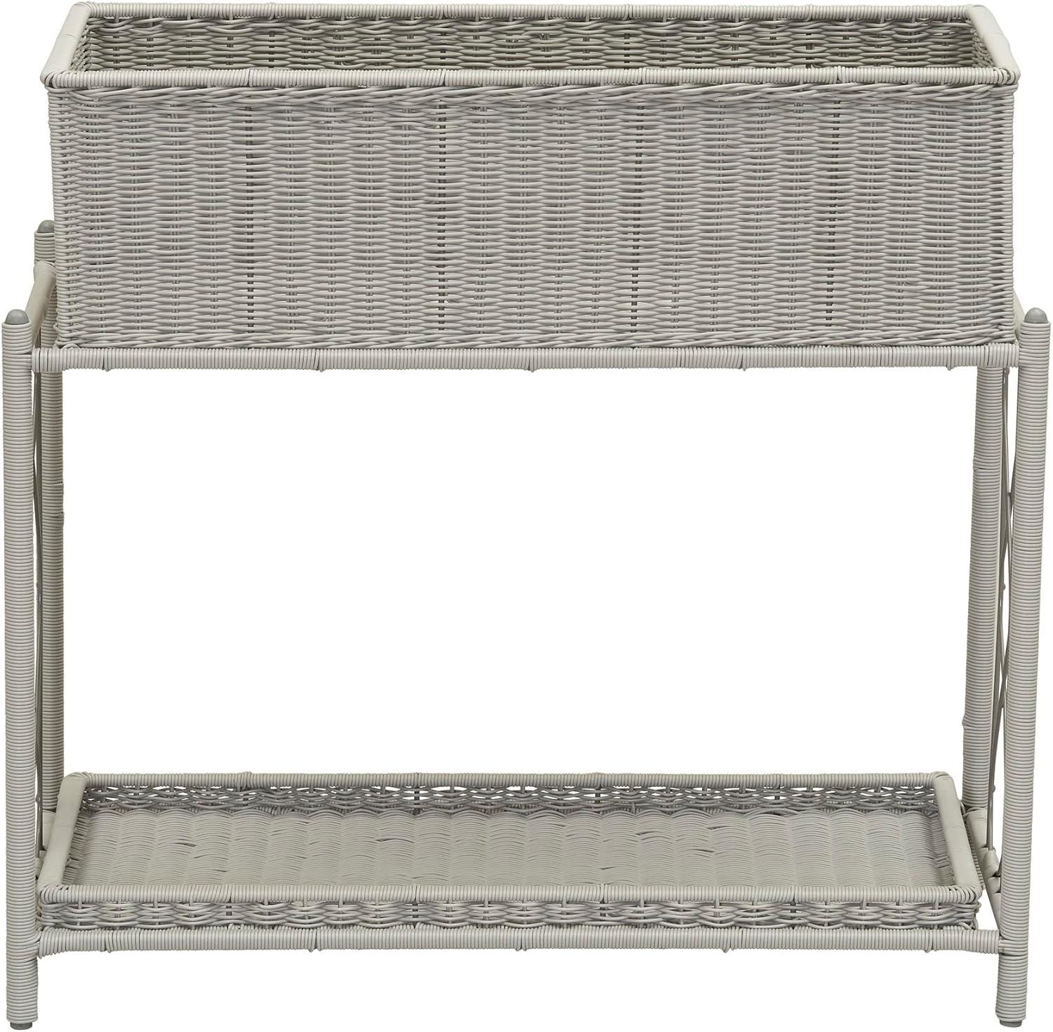 image:imageHousehold Essentials Raised Two Tier Plant Stand with Two Interchangeable Shelves WhiteGrey