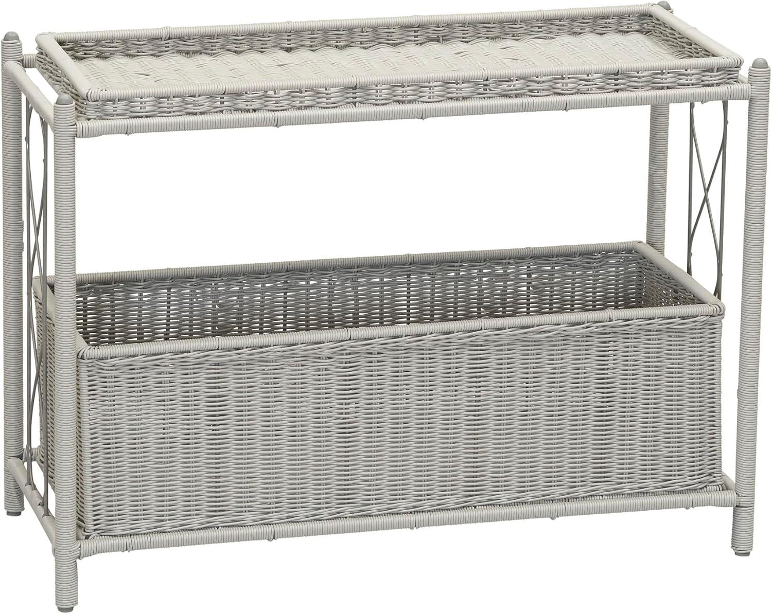 image:imageHousehold Essentials Raised Two Tier Plant Stand with Two Interchangeable Shelves WhiteGrey