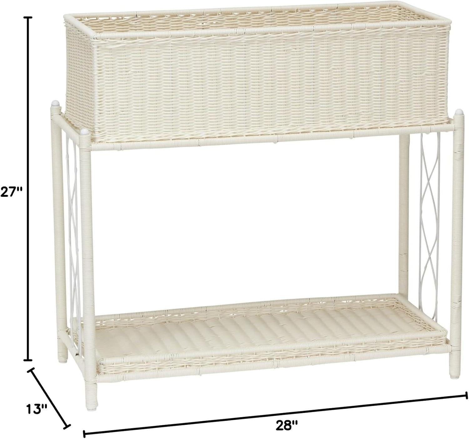 image:imageHousehold Essentials Raised Two Tier Plant Stand with Two Interchangeable Shelves WhiteWhite