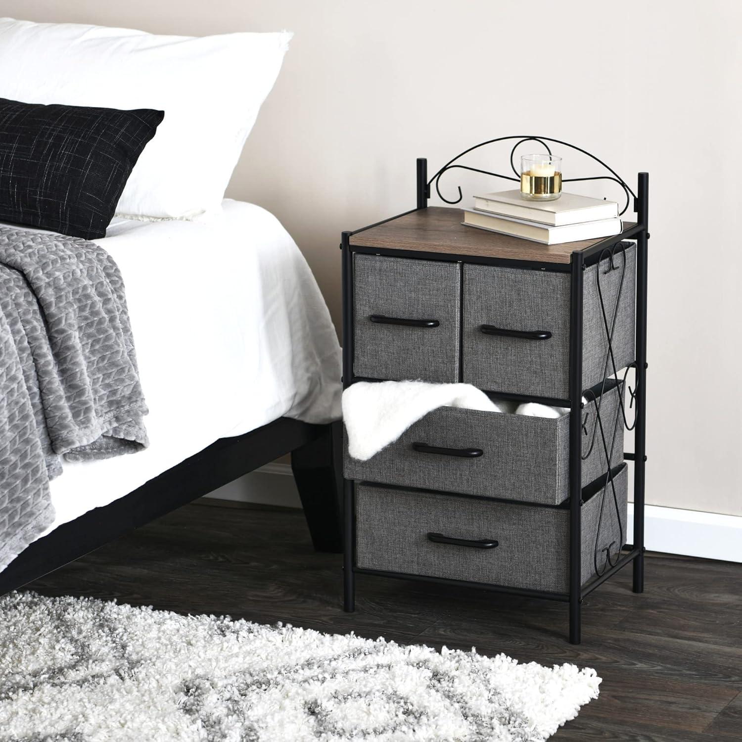 image:imageHousehold Essentials Victoria Dresser Tower Storage Organizer with 8 Drawers White Metal Frame and Scandinavian White TopAshwood