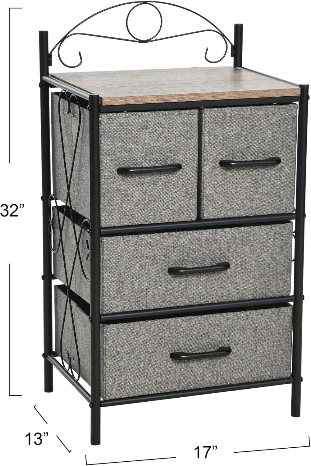 image:imageHousehold Essentials Victoria Dresser Tower Storage Organizer with 8 Drawers White Metal Frame and Scandinavian White TopAshwood