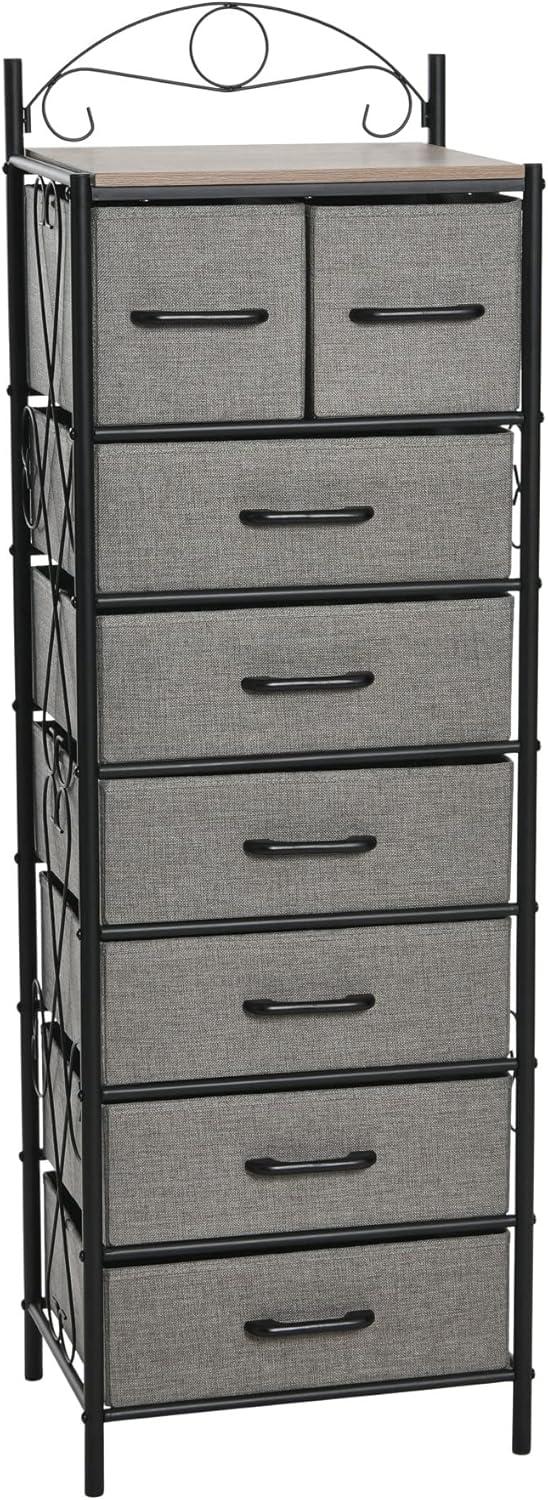 image:imageHousehold Essentials Victoria Dresser Tower Storage Organizer with 8 Drawers White Metal Frame and Scandinavian White TopAshwood