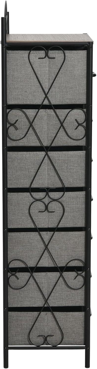 image:imageHousehold Essentials Victoria Dresser Tower Storage Organizer with 8 Drawers White Metal Frame and Scandinavian White TopAshwood