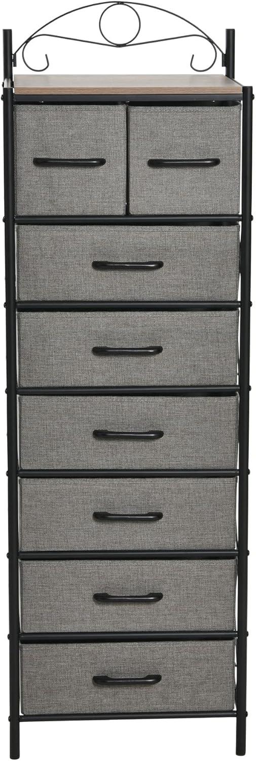 image:imageHousehold Essentials Victoria Dresser Tower Storage Organizer with 8 Drawers White Metal Frame and Scandinavian White TopAshwood