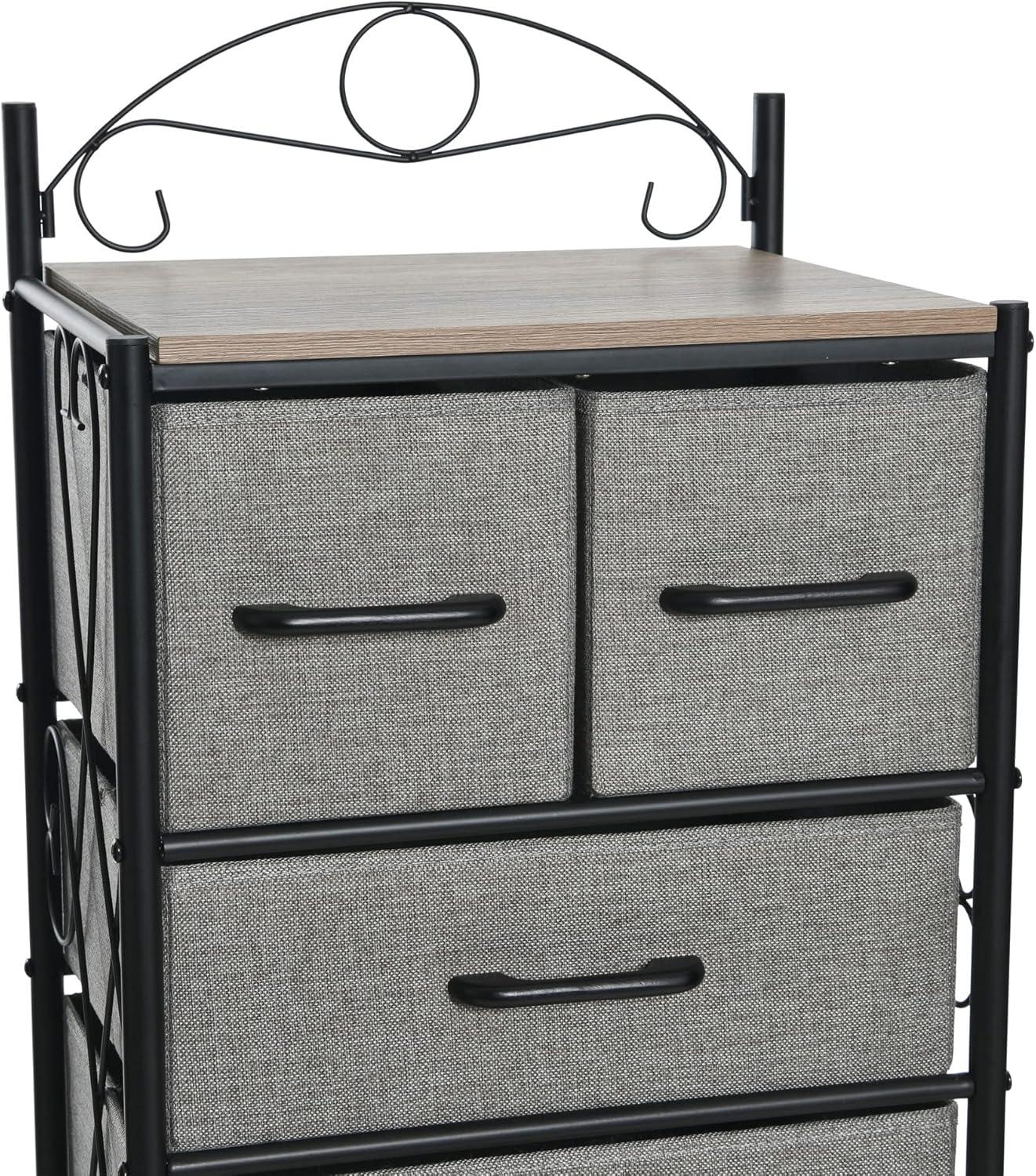 image:imageHousehold Essentials Victoria Dresser Tower Storage Organizer with 8 Drawers White Metal Frame and Scandinavian White TopAshwood