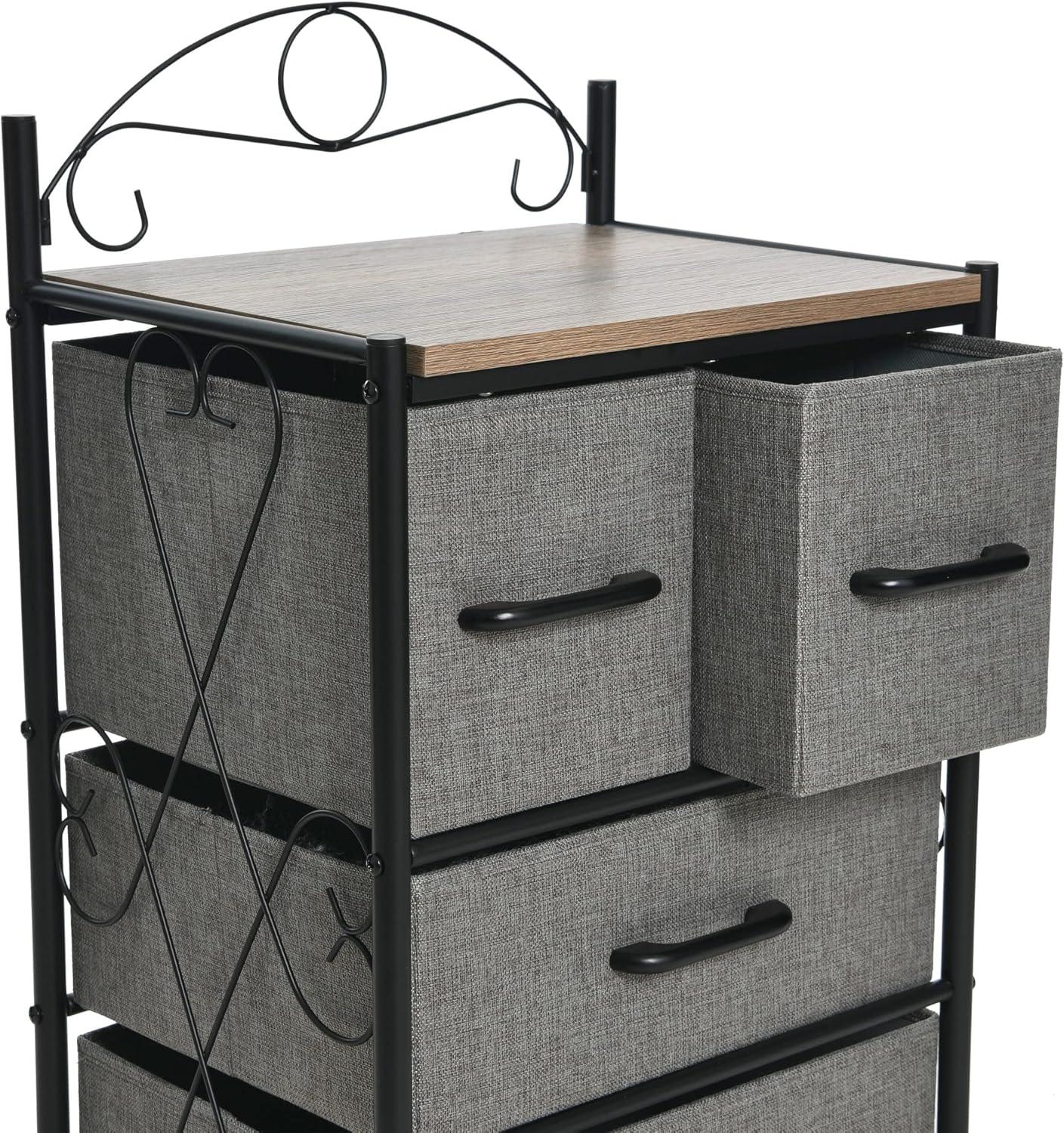 image:imageHousehold Essentials Victoria Dresser Tower Storage Organizer with 8 Drawers White Metal Frame and Scandinavian White TopAshwood