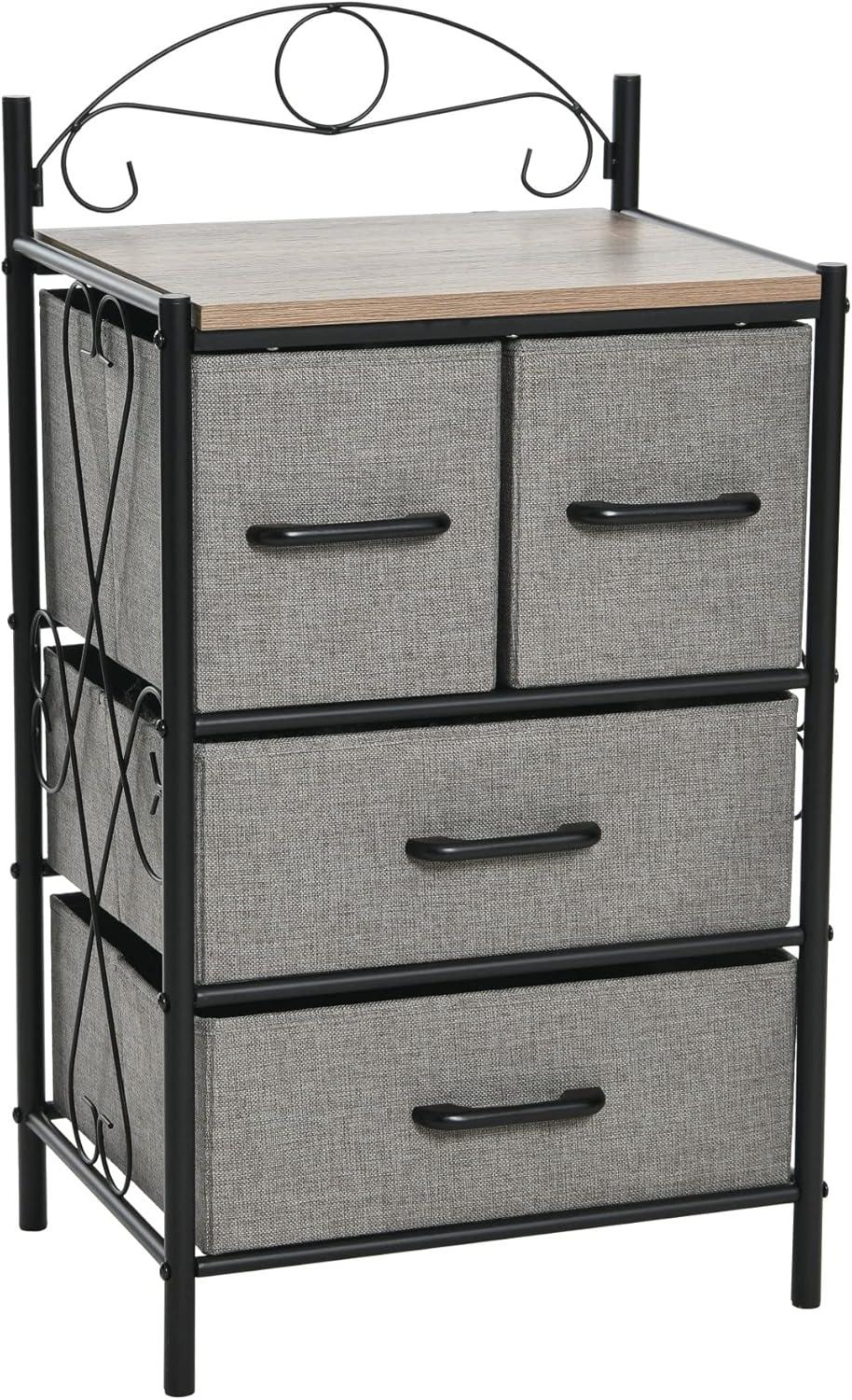 image:imageHousehold Essentials Victoria Dresser Tower Storage Organizer with 8 Drawers White Metal Frame and Scandinavian White TopAshwood