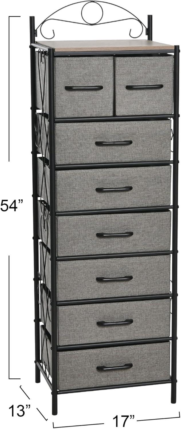 image:imageHousehold Essentials Victoria Dresser Tower Storage Organizer with 8 Drawers White Metal Frame and Scandinavian White TopAshwood
