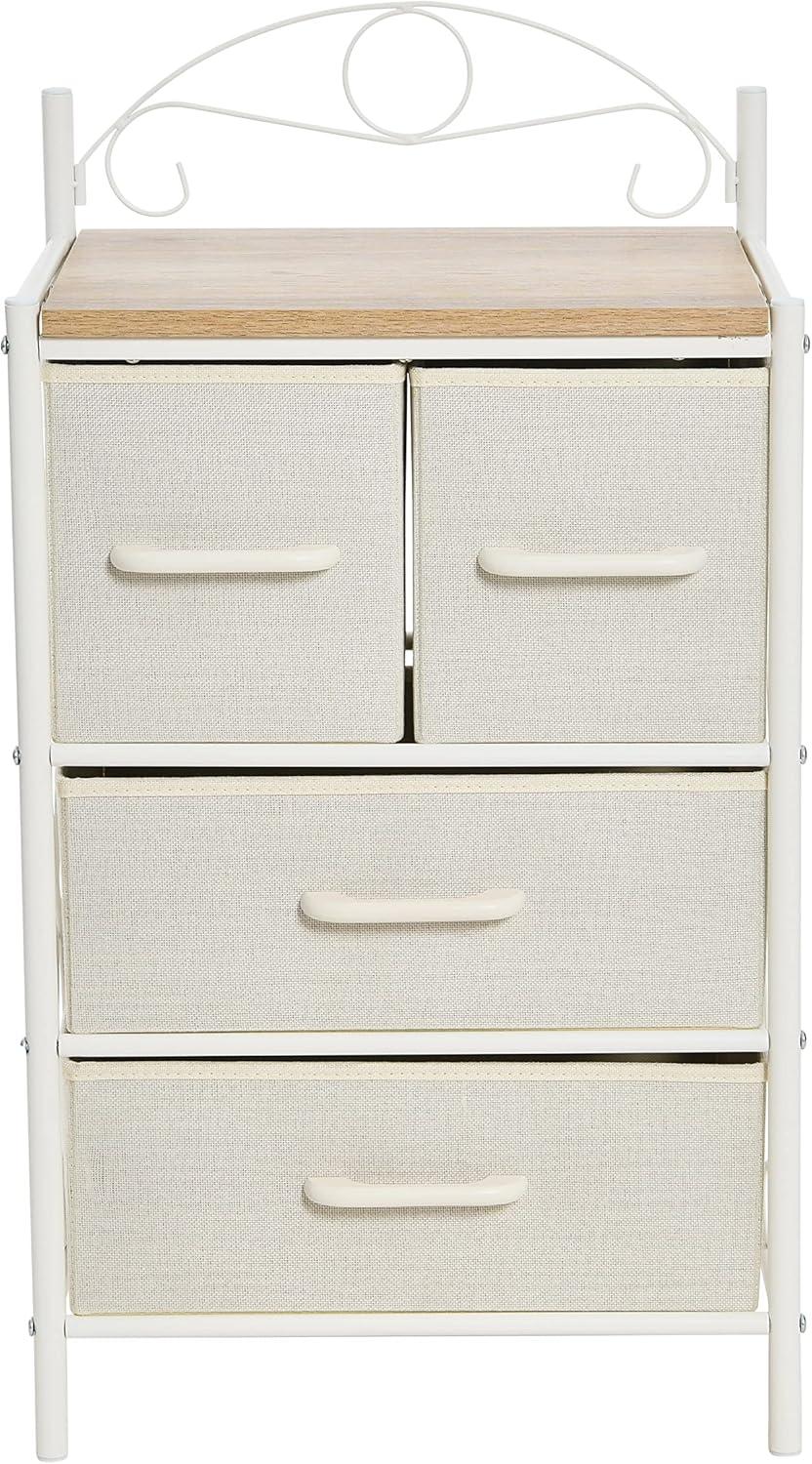 image:imageHousehold Essentials Victoria Dresser Tower Storage Organizer with 8 Drawers White Metal Frame and Scandinavian White TopCoastal Oak