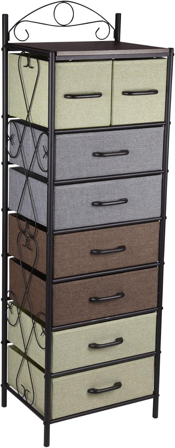 image:imageHousehold Essentials Victoria Dresser Tower Storage Organizer with 8 Drawers White Metal Frame and Scandinavian White TopMulti Color