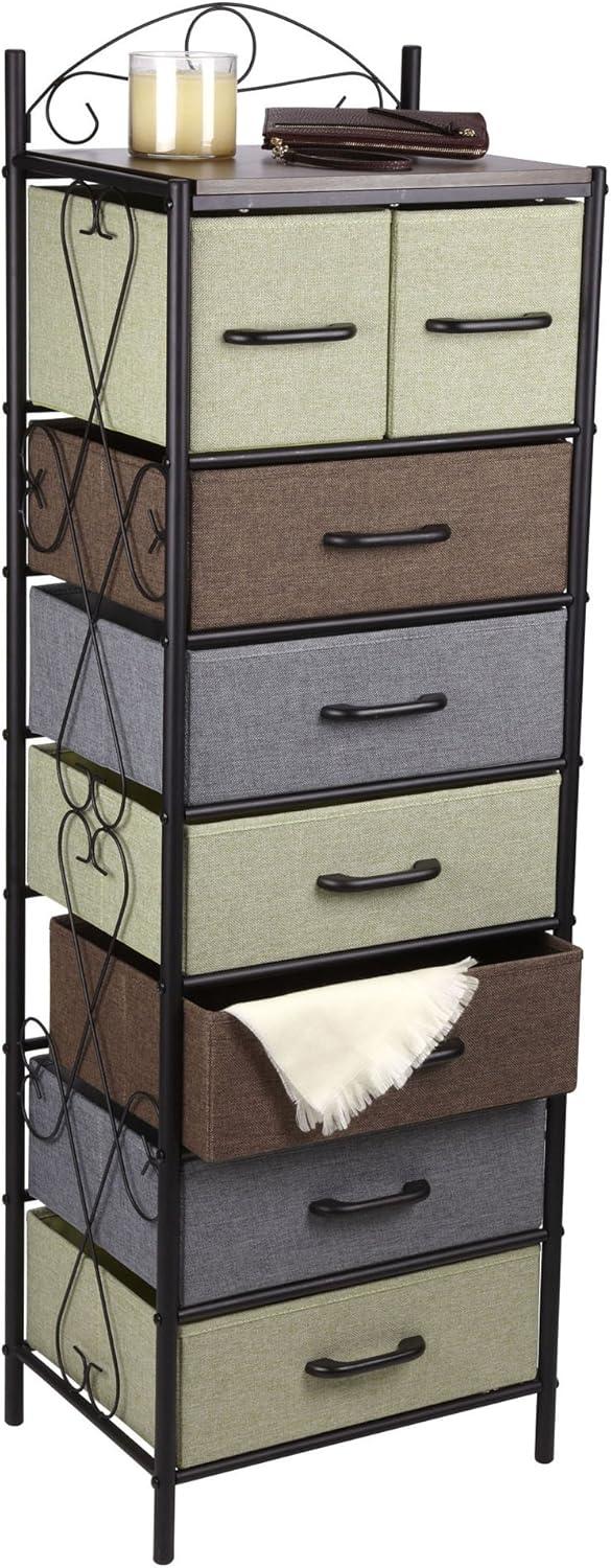 image:imageHousehold Essentials Victoria Dresser Tower Storage Organizer with 8 Drawers White Metal Frame and Scandinavian White TopMulti Color