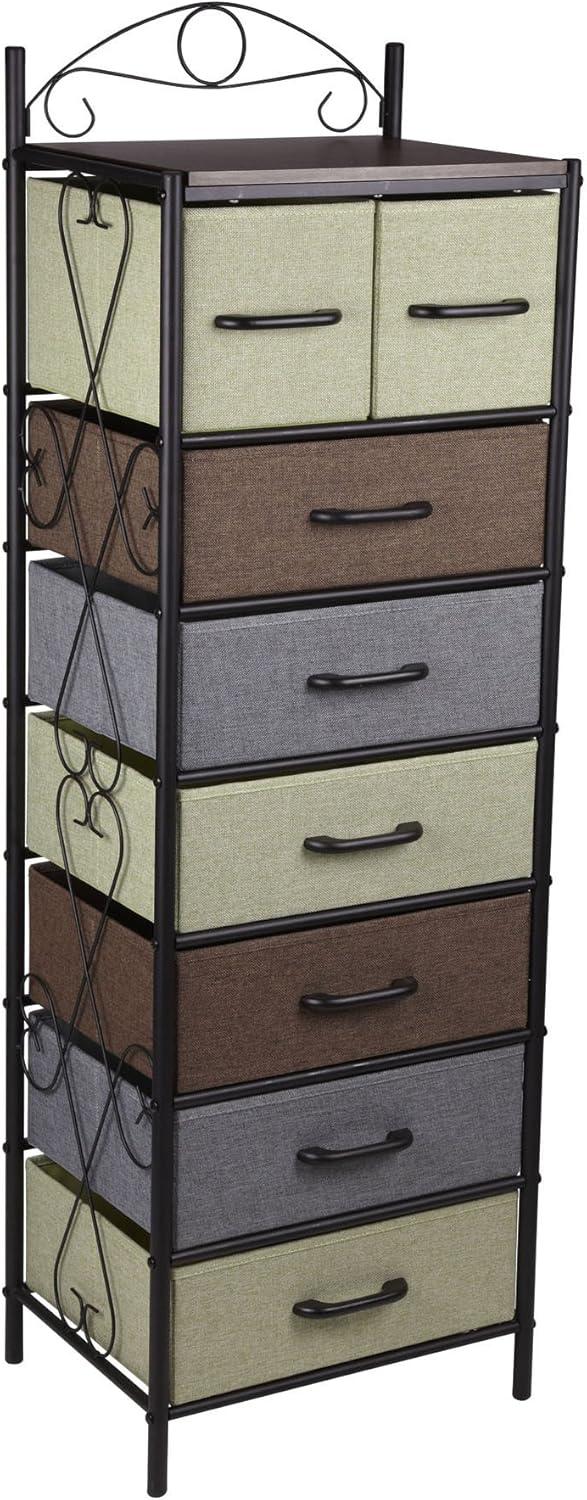 image:imageHousehold Essentials Victoria Dresser Tower Storage Organizer with 8 Drawers White Metal Frame and Scandinavian White TopMulti Color