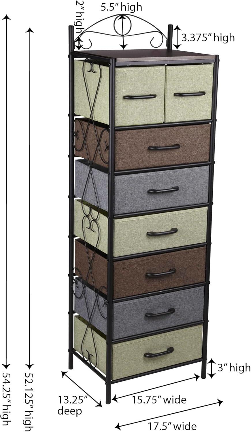 image:imageHousehold Essentials Victoria Dresser Tower Storage Organizer with 8 Drawers White Metal Frame and Scandinavian White TopMulti Color