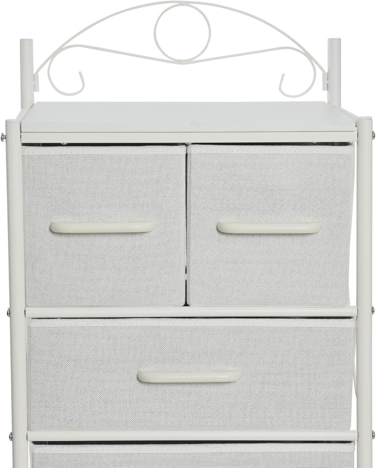 image:imageHousehold Essentials Victoria Dresser Tower Storage Organizer with 8 Drawers White Metal Frame and Scandinavian White TopWhite