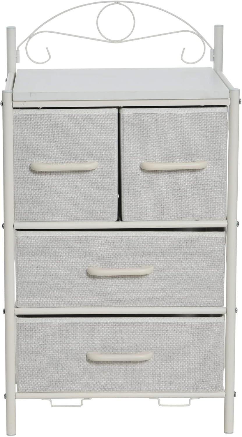 image:imageHousehold Essentials Victoria Dresser Tower Storage Organizer with 8 Drawers White Metal Frame and Scandinavian White TopWhite