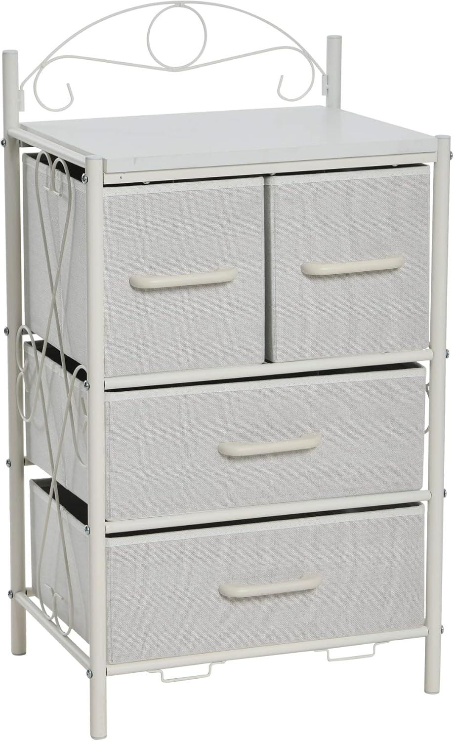 image:imageHousehold Essentials Victoria Dresser Tower Storage Organizer with 8 Drawers White Metal Frame and Scandinavian White TopWhite