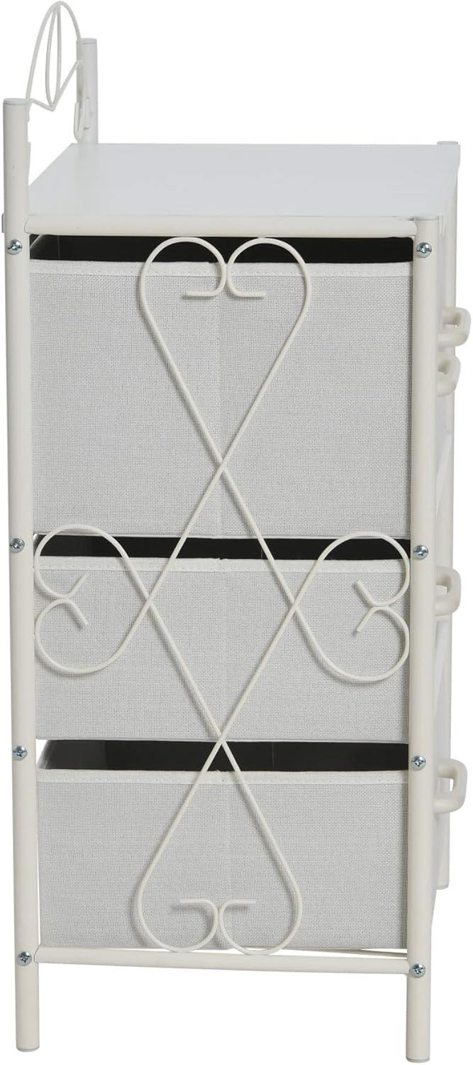 image:imageHousehold Essentials Victoria Dresser Tower Storage Organizer with 8 Drawers White Metal Frame and Scandinavian White TopWhite