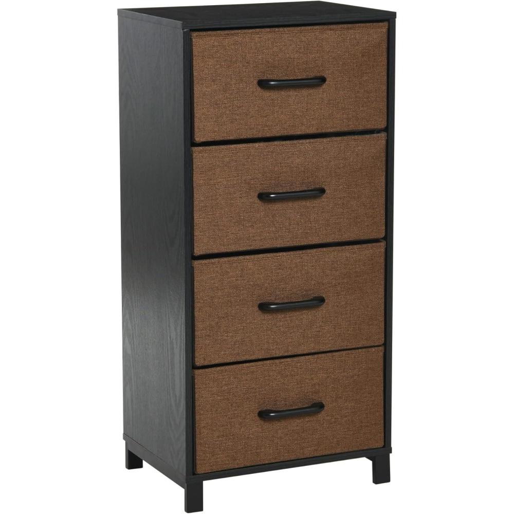 image:imageHousehold Essentials 80141 Wooden 4 Drawer Dresser Storage Night Stand MahoganeyWalnutBlack Oak