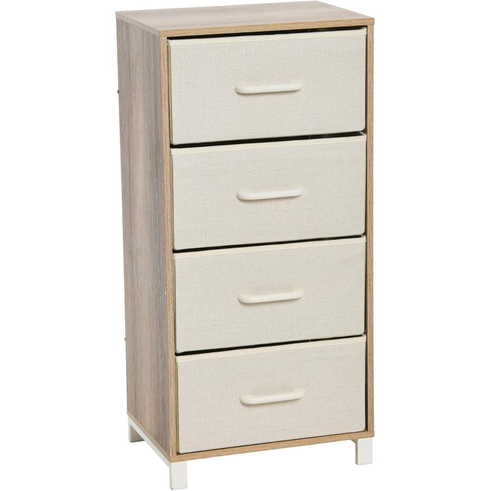 image:imageHousehold Essentials 80141 Wooden 4 Drawer Dresser Storage Night Stand MahoganeyWalnutCoastal Oak