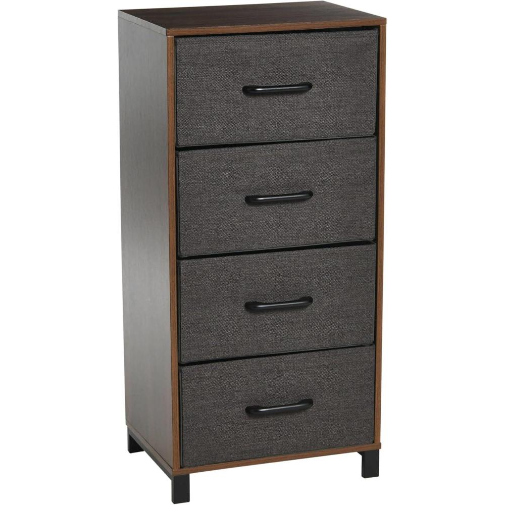 image:imageHousehold Essentials 80141 Wooden 4 Drawer Dresser  Storage Night Stand  MahoganeyWalnutWalnut2