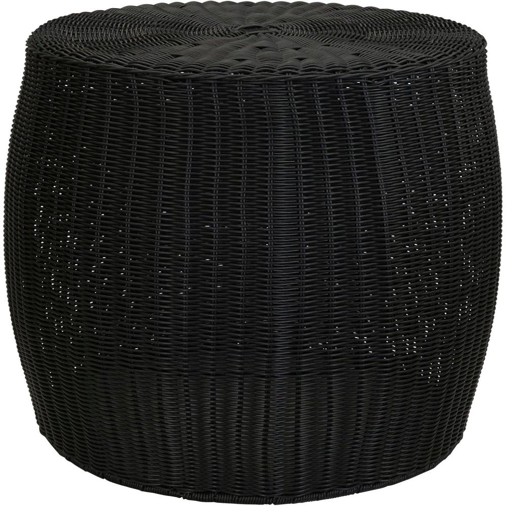 image:imageHousehold Essentials Handwoven Resin Barrel Side Table Storage Container Black 18 H x 20 DiaBlack