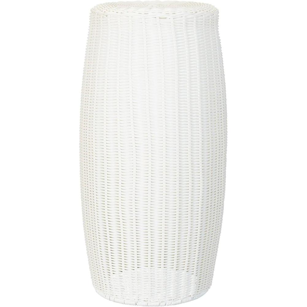 image:imageHousehold Essentials Handwoven Resin Barrel Side Table Storage Container Black 18 H x 20 DiaWhite