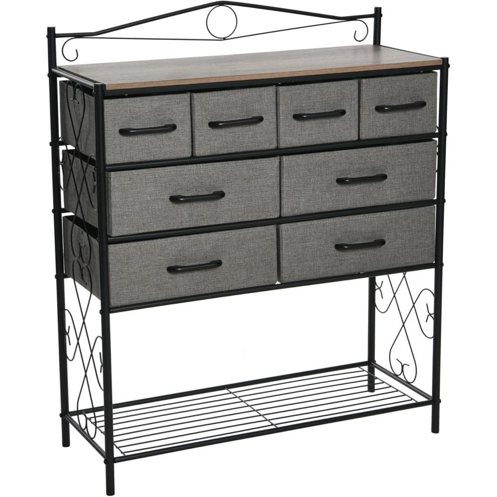 image:imageHousehold Essentials Victoria Dresser Tower Storage Organizer with 8 Drawers White Metal Frame and Scandinavian White TopAshwood