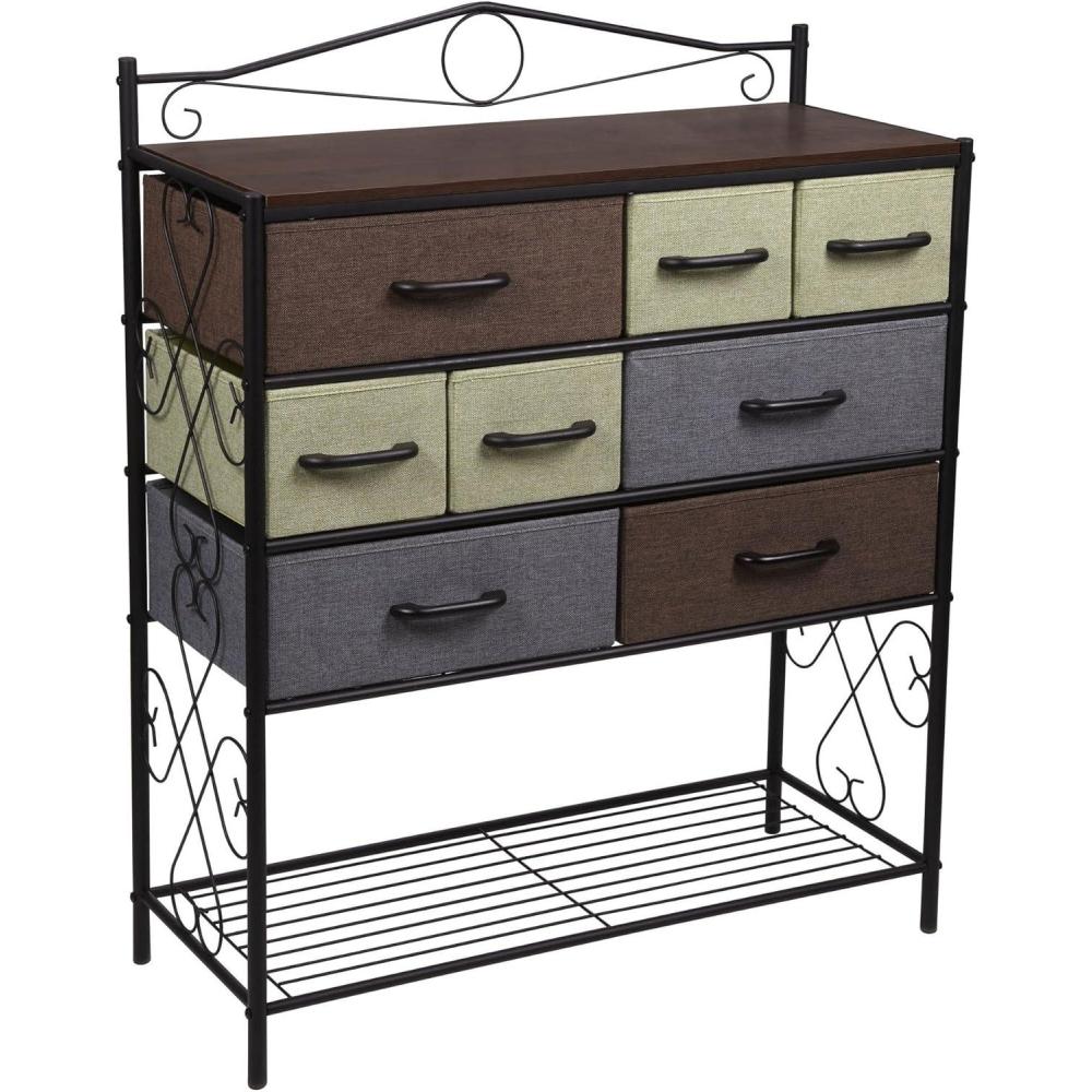 image:imageHousehold Essentials Victoria Dresser Tower Storage Organizer with 8 Drawers White Metal Frame and Scandinavian White TopMulti Color