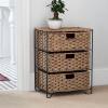 Household Essentials 3 Drawer Wicker Storage Unit, Handwoven Seagrass, Strong Metal Frame with Curved Feet, Durable, Compact,, No Assembly Required, Natural
