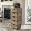 Household Essentials 5 Drawer Seagrass Wicker Storage Unit, Rattan Storage Tower with Protective Coating, Strong Metal Frame, Spacious and, Rustic Modern Design, Handwoven, Natural