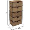 Household Essentials 5 Drawer Seagrass Wicker Storage Unit, Rattan Storage Tower with Protective Coating, Strong Metal Frame, Spacious and, Rustic Modern Design, Handwoven, Natural