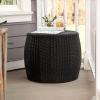 Household Essentials Handwoven Resin Barrel Side Table Storage Container, Black 18” H x 20” Dia.(Black)