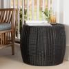 Household Essentials Handwoven Resin Barrel Side Table Storage Container, Black 18” H x 20” Dia.(Black)