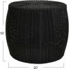 Household Essentials Handwoven Resin Barrel Side Table Storage Container, Black 18” H x 20” Dia.(Black)