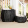 Household Essentials Handwoven Resin Barrel Side Table Storage Container, Black 18” H x 20” Dia.(Black)
