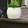 Household Essentials Handwoven Resin Barrel Side Table Storage Container, Black 18” H x 20” Dia.(Grey)