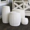 Household Essentials Handwoven Resin Barrel Side Table Storage Container, Black 18” H x 20” Dia.(White)