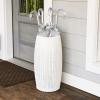 Household Essentials Handwoven Resin Barrel Side Table Storage Container, Black 18” H x 20” Dia.(White)