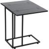 Household Essentials Jamestown Extendable C-Shaped for Accessiblity Side End Table Rustic Slate Concrete and Black Metal(Black)