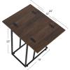 Household Essentials Jamestown Extendable C-Shaped for Accessiblity Side End Table Rustic Slate Concrete and Black Metal(Brown)