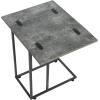 Household Essentials Jamestown Extendable C-Shaped for Accessiblity Side End Table Rustic Slate Concrete and Black Metal(Grey)