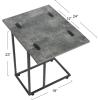 Household Essentials Jamestown Extendable C-Shaped for Accessiblity Side End Table Rustic Slate Concrete and Black Metal(Grey)