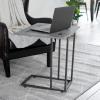 Household Essentials Jamestown Extendable C-Shaped for Accessiblity Side End Table Rustic Slate Concrete and Black Metal(Grey)