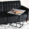 Household Essentials Jamestown Extendable C-Shaped for Accessiblity Side End Table Rustic Slate Concrete and Black Metal(Grey)